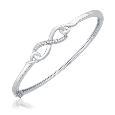 Diamond Inifinity Bangle in Sterling Silver